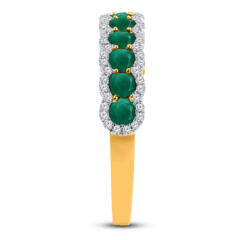 Main Image 4 of Kallati Round-Cut Natural Emerald & Diamond Ring 1/5 ct tw 14K Yellow Gold