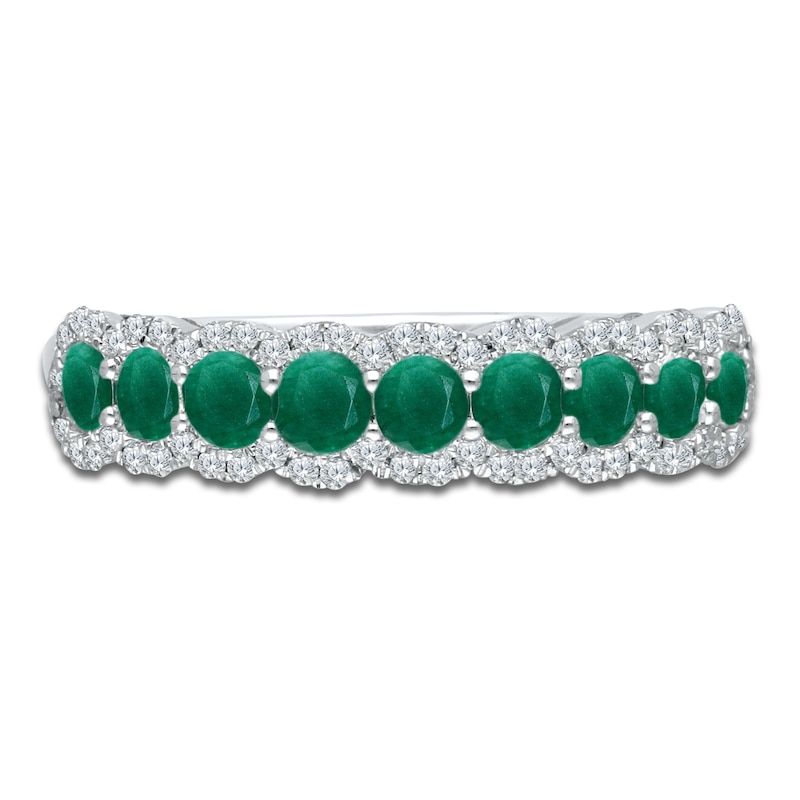 Main Image 2 of Kallati Round-Cut Natural Emerald & Diamond Ring 1/5 ct tw 14K White Gold