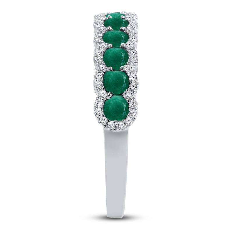 Main Image 3 of Kallati Round-Cut Natural Emerald & Diamond Ring 1/5 ct tw 14K White Gold