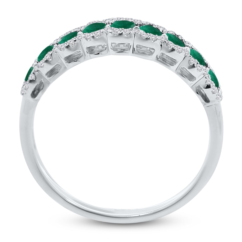 Main Image 4 of Kallati Round-Cut Natural Emerald & Diamond Ring 1/5 ct tw 14K White Gold