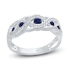 Thumbnail Image 1 of Kallati Round-Cut Natural Blue Sapphire & Diamond Ring 1/4 ct tw 14K White Gold