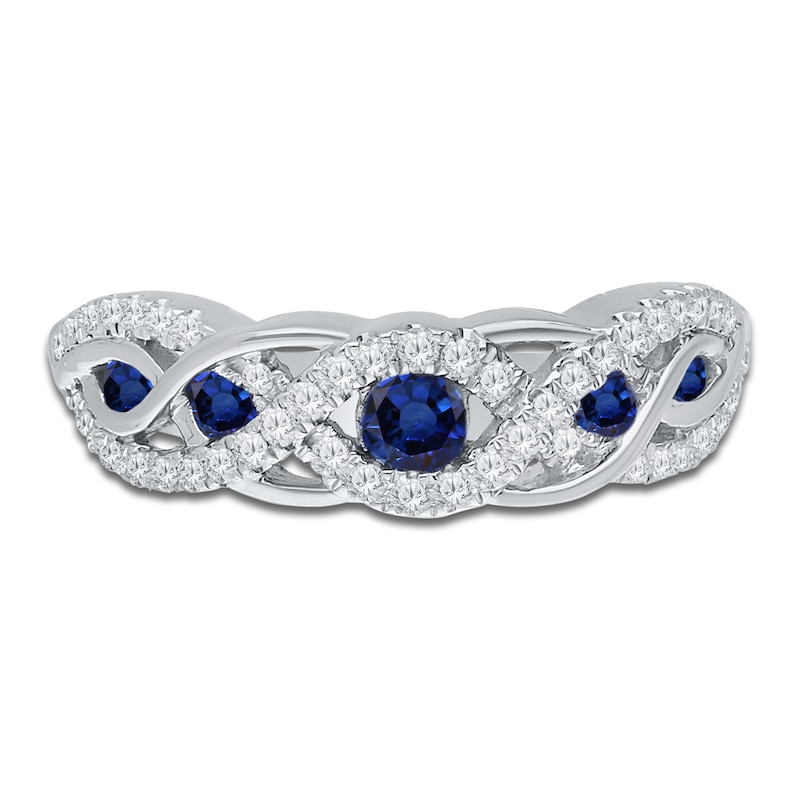 Kallati Round-Cut Natural Blue Sapphire & Diamond Ring 1/4 ct tw 14K White Gold