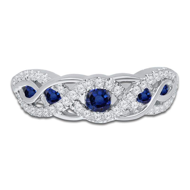 Main Image 2 of Kallati Round-Cut Natural Blue Sapphire & Diamond Ring 1/4 ct tw 14K White Gold