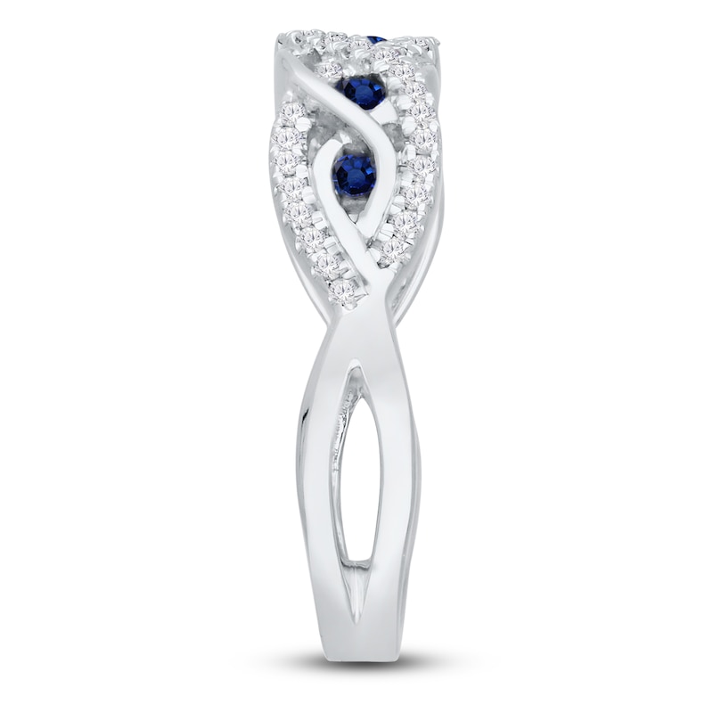 Main Image 3 of Kallati Round-Cut Natural Blue Sapphire & Diamond Ring 1/4 ct tw 14K White Gold