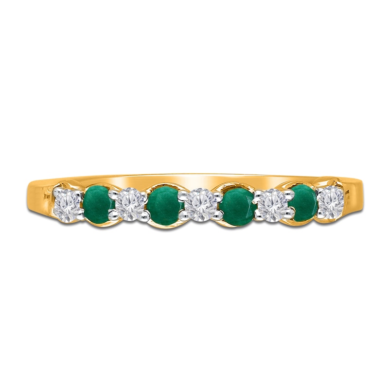 Main Image 2 of Kallati Round-Cut Natural Emerald & Diamond Ring 1/10 ct tw 14K Yellow Gold