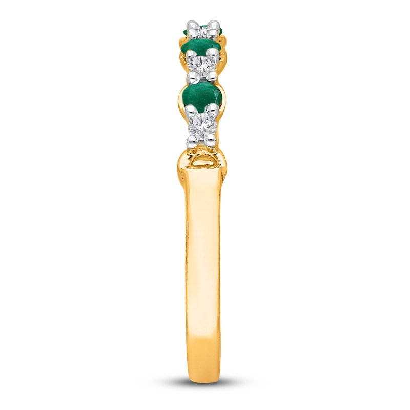 Main Image 3 of Kallati Round-Cut Natural Emerald & Diamond Ring 1/10 ct tw 14K Yellow Gold