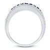 Thumbnail Image 2 of Kallati Round-Cut Natural Blue Sapphire & Diamond Ring 3/8 ct tw 14K White Gold