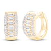 Thumbnail Image 2 of Baguette & Round-Cut Diamond Hoop Earrings 1/2 ct tw 10K Yellow Gold