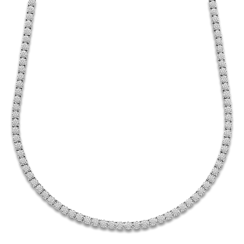 Main Image 1 of Men's Multi-Diamond Tennis Necklace 3 1/2 ct tw 10K White Gold 22"