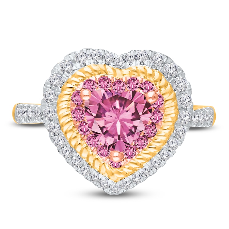 Kallati Heart-Shaped Natural Pink Sapphire & Diamond Ring 3/8 ct tw 14K Yellow Gold