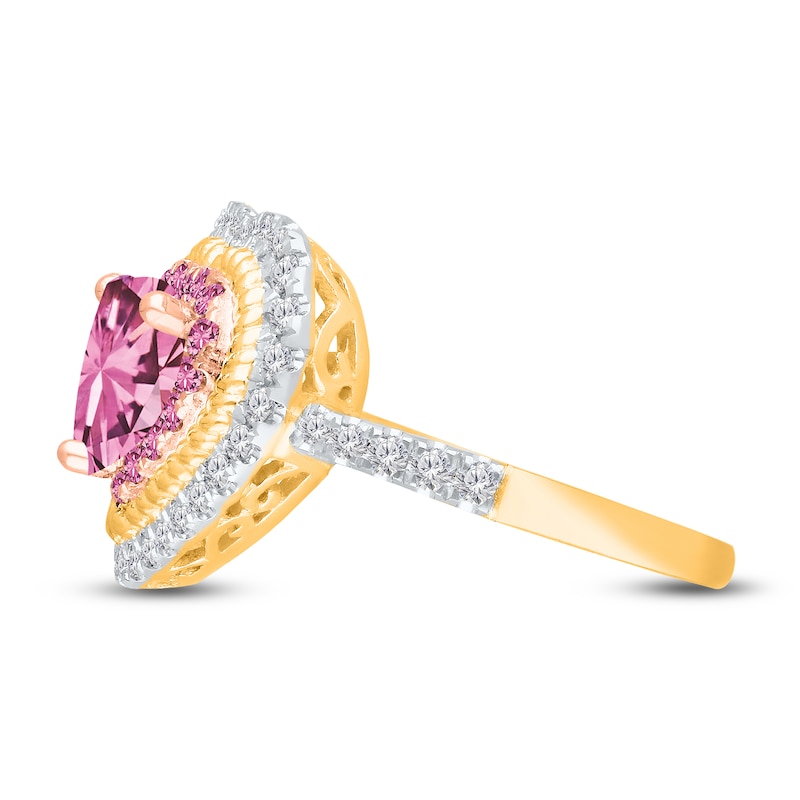 Main Image 3 of Kallati Heart-Shaped Natural Pink Sapphire & Diamond Ring 3/8 ct tw 14K Yellow Gold