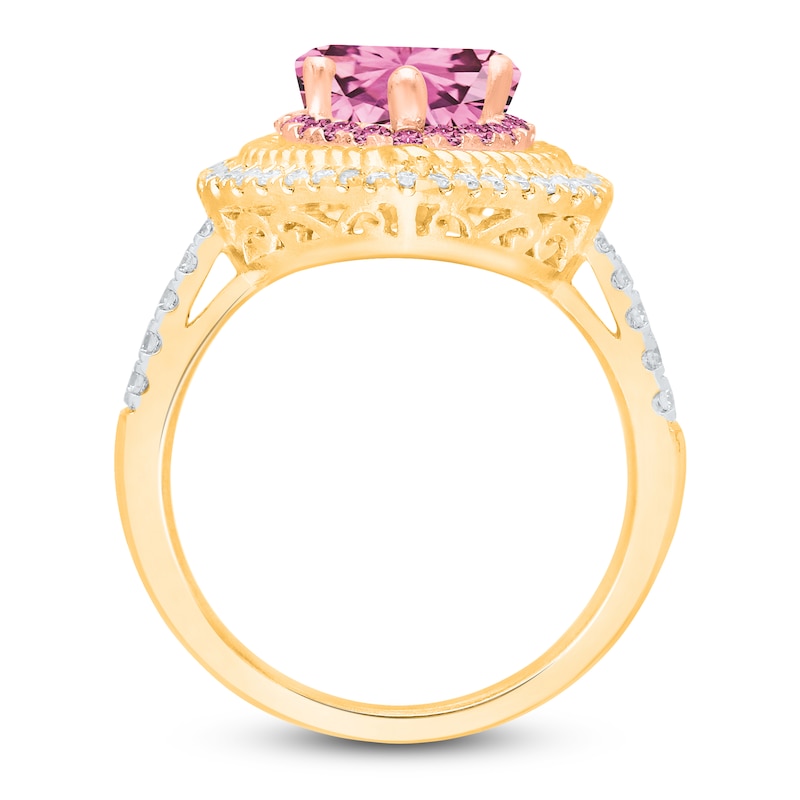 Main Image 4 of Kallati Heart-Shaped Natural Pink Sapphire & Diamond Ring 3/8 ct tw 14K Yellow Gold