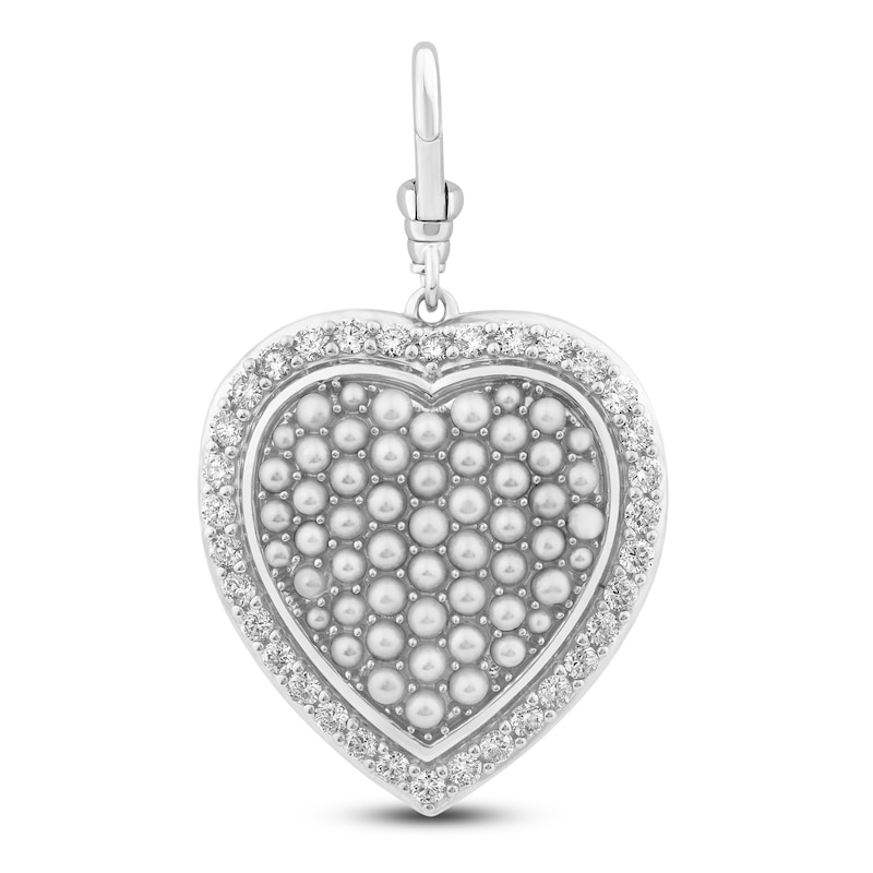 Charm'd by Lulu Frost Puffy Pavé Cultured Pearl Locket Charm 1 ct tw Diamonds 10K White Gold