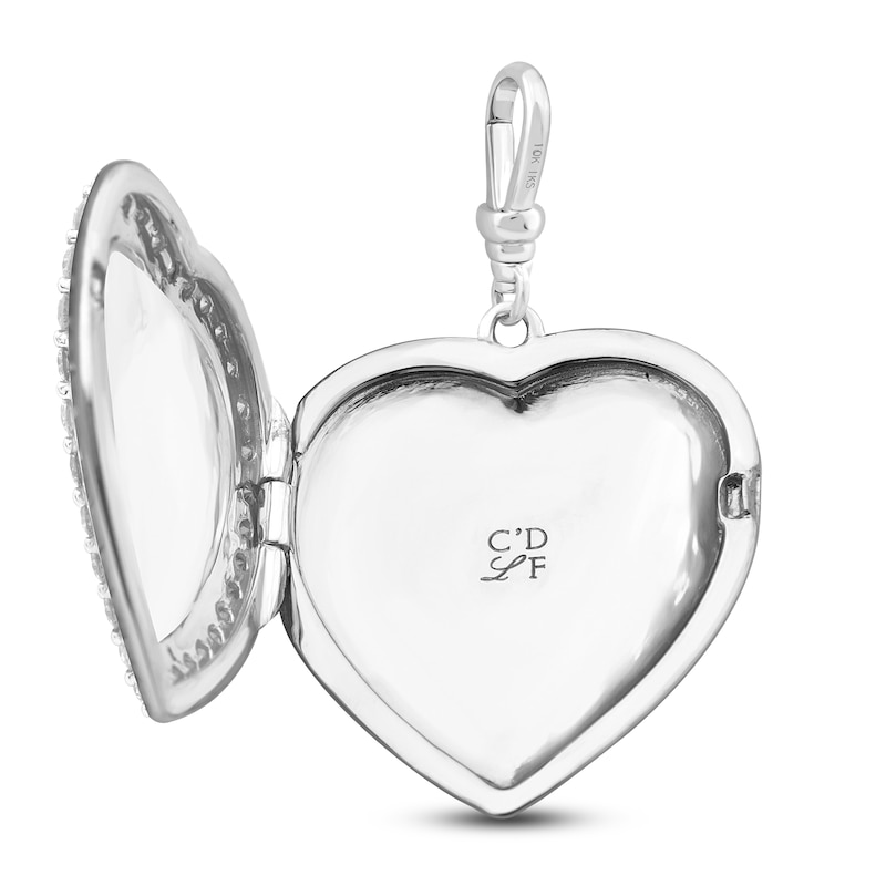 Charm'd by Lulu Frost Puffy Pavé Cultured Pearl Locket Charm 1 ct tw Diamonds 10K White Gold