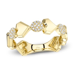 Shy Creation Diamond Circle & Heart Ring 1/15 ct tw 14K Yellow Gold SC55027116