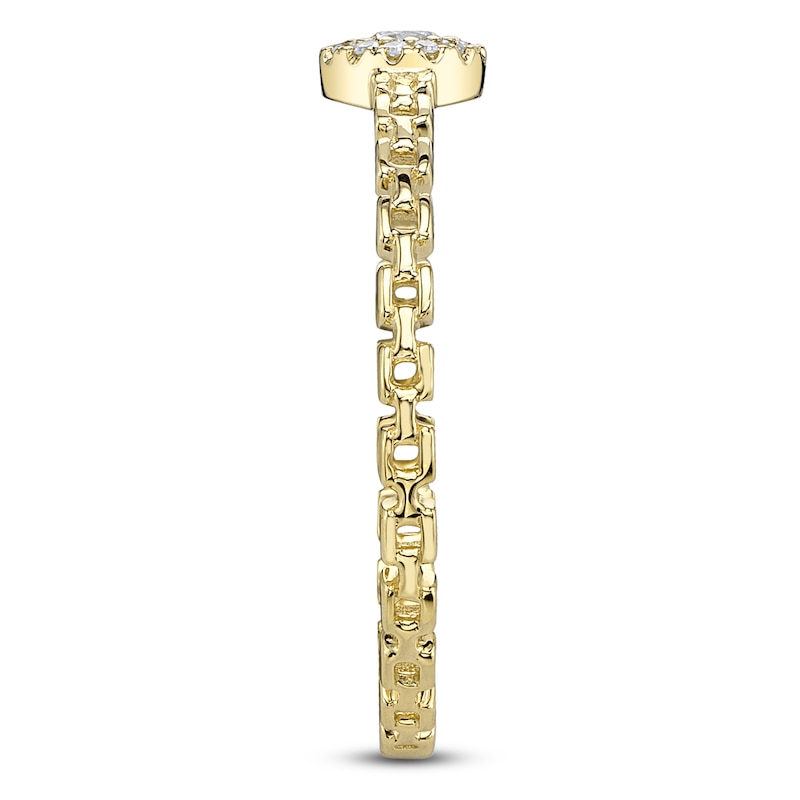 Main Image 2 of Shy Creation Diamond Halo Chain Link Ring 1/10 ct tw 14K Yellow Gold SC55026918