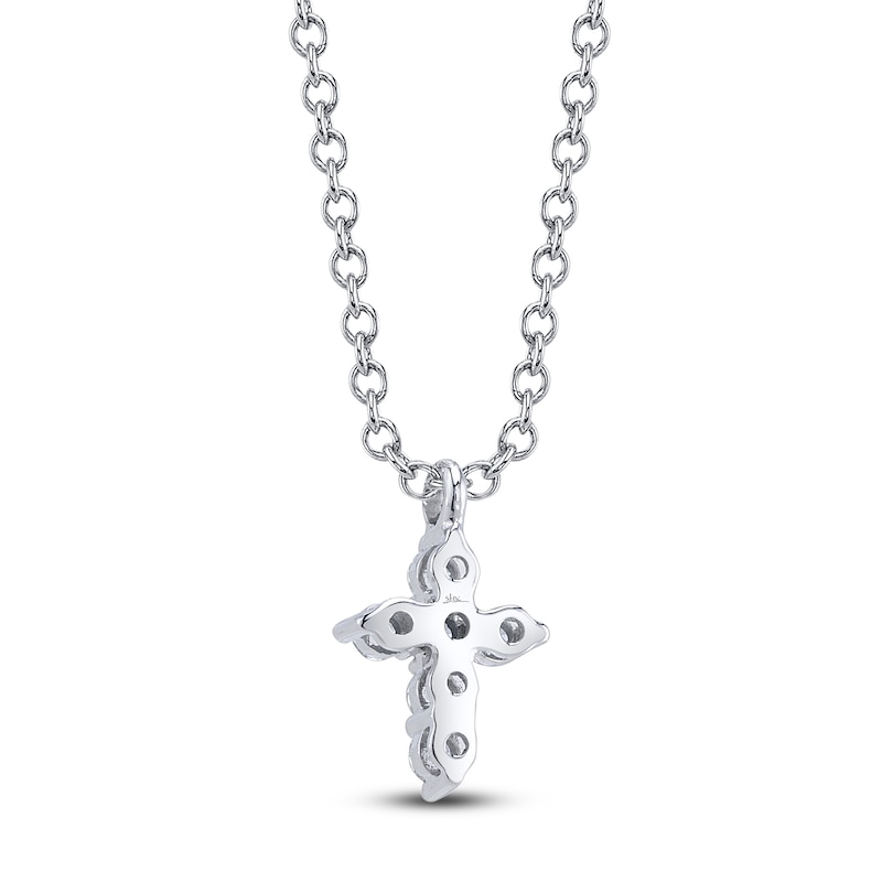 Main Image 3 of Shy Creation Diamond Cross Necklace 1/10 ct tw 14K White Gold 18" SC55026657