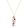 Thumbnail Image 1 of Natural Pink Tourmaline, Rhodolite Garnet, Amethyst, Pink Sapphire & Diamond Necklace 1/3 ct tw 14K Yellow Gold 18"