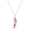 Thumbnail Image 2 of Natural Pink Tourmaline, Rhodolite Garnet, Amethyst, Pink Sapphire & Diamond Necklace 1/3 ct tw 14K Yellow Gold 18"