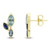 Thumbnail Image 1 of Marquise-Cut Natural Swiss Blue Topaz, London Blue Topaz & Blue Sapphire Stud Earrings 14K Yellow Gold