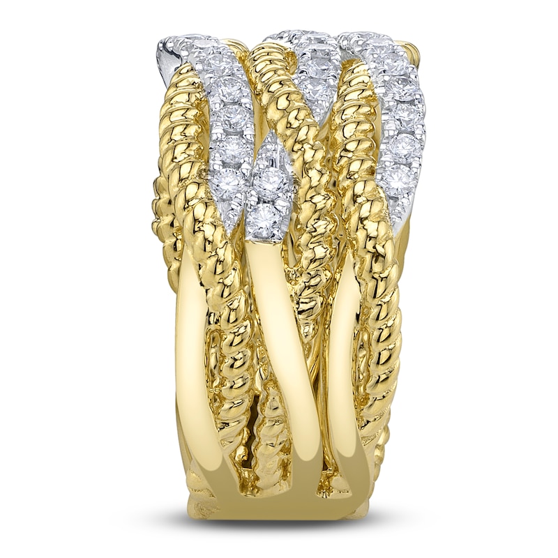 Main Image 2 of Shy Creation Diamond Twist Crossover Ring 5/8 ct tw 14K Yellow Gold SC55026952RD