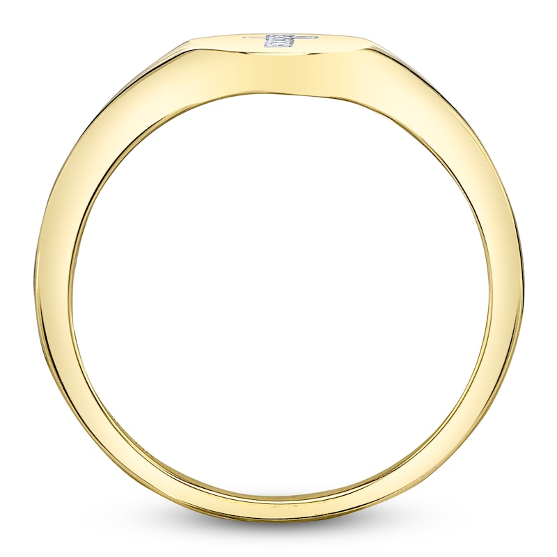 Main Image 3 of Shy Creation Diamond Accent Cross Signet Ring 14K Yellow Gold SC55027206RD