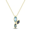 Thumbnail Image 1 of Marquise-Cut Natural Swiss Blue Topaz, London Blue Topaz & Blue Sapphire Necklace 14K Yellow Gold 18"