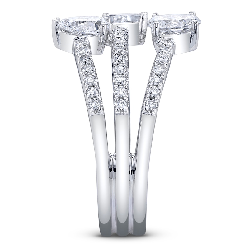 Main Image 2 of Shy Creation Oval, Emerald, Pear & Round-Cut Diamond Three-Row Ring 1-1/5 ct tw 14K White Gold SC22006176
