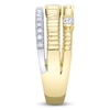 Thumbnail Image 2 of Shy Creation Emerald & Round-Cut Diamond Three-Row Ring 5/8 ct tw 14K Two-Tone Gold SC22009738