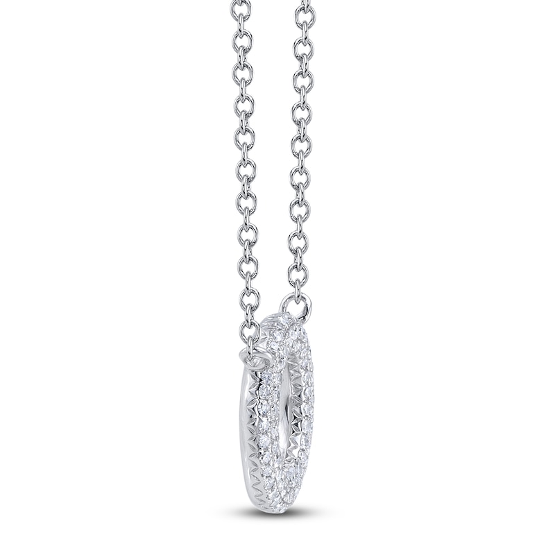 Main Image 2 of Shy Creation Diamond Open Circle Necklace 1/5 ct tw 14K White Gold 18" SC55024580