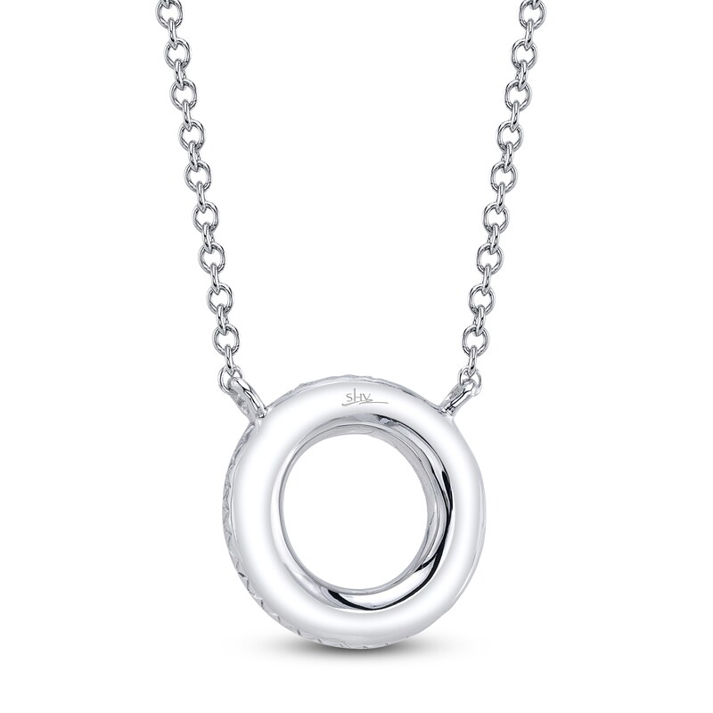 Main Image 3 of Shy Creation Diamond Open Circle Necklace 1/5 ct tw 14K White Gold 18" SC55024580