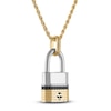 Thumbnail Image 2 of 1933 by Esquire Men's Black Diamond Padlock Necklace 1/5 ct tw Sterling Silver & 14K Yellow Gold Plating 22"