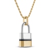 Thumbnail Image 3 of 1933 by Esquire Men's Black Diamond Padlock Necklace 1/5 ct tw Sterling Silver & 14K Yellow Gold Plating 22"