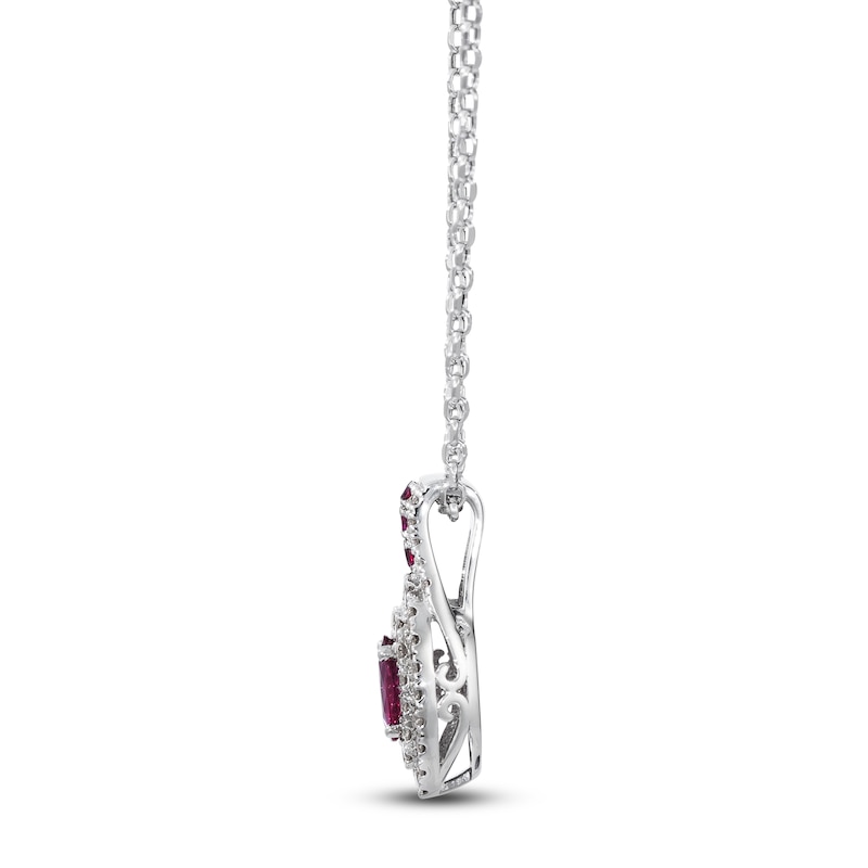 Main Image 2 of Le Vian Oval-Cut Ruby Necklace 1/3 ct tw Diamonds 14K Vanilla Gold 19"
