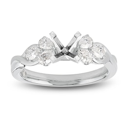 Storied Diamond Desert Sands of Eternity Pear-Shaped Trios Engagement Ring Setting 5/8 ct tw 18K White Gold