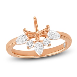 Storied Diamond Desert Sands of Eternity Pear-Shaped & Round-Cut Half-Halo Engagement Ring Setting 5/8 ct tw 18K Rose Gold