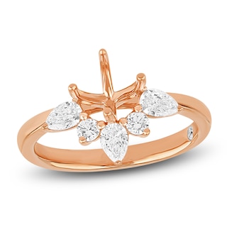 Storied Diamond Desert Sands of Eternity Pear-Shaped & Round-Cut Half-Halo Engagement Ring Setting 5/8 ct tw 18K Rose Gold