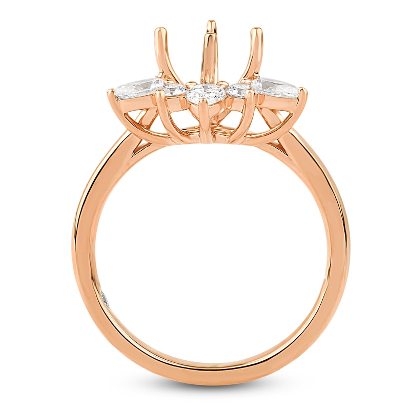 Main Image 2 of Storied Diamond Desert Sands of Eternity Pear-Shaped & Round-Cut Half-Halo Engagement Ring Setting 5/8 ct tw 18K Rose Gold