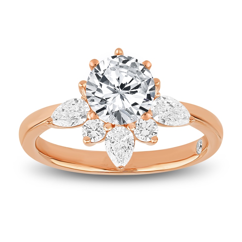 Main Image 3 of Storied Diamond Desert Sands of Eternity Pear-Shaped & Round-Cut Half-Halo Engagement Ring Setting 5/8 ct tw 18K Rose Gold