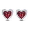 Thumbnail Image 1 of Kallati Heart-Shaped Natural Ruby & Diamond Earrings 1/3 ct tw 14K White Gold