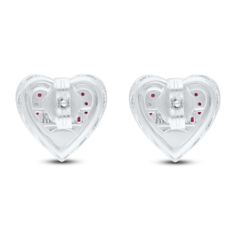 Main Image 3 of Kallati Heart-Shaped Natural Ruby & Diamond Earrings 1/3 ct tw 14K White Gold