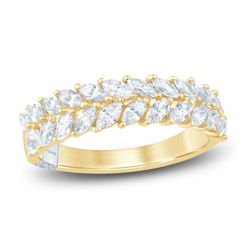 Main Image 1 of Pnina Tornai Marquise-Cut Diamond Two-Row Anniversary Ring 1 ct tw 14K Yellow Gold