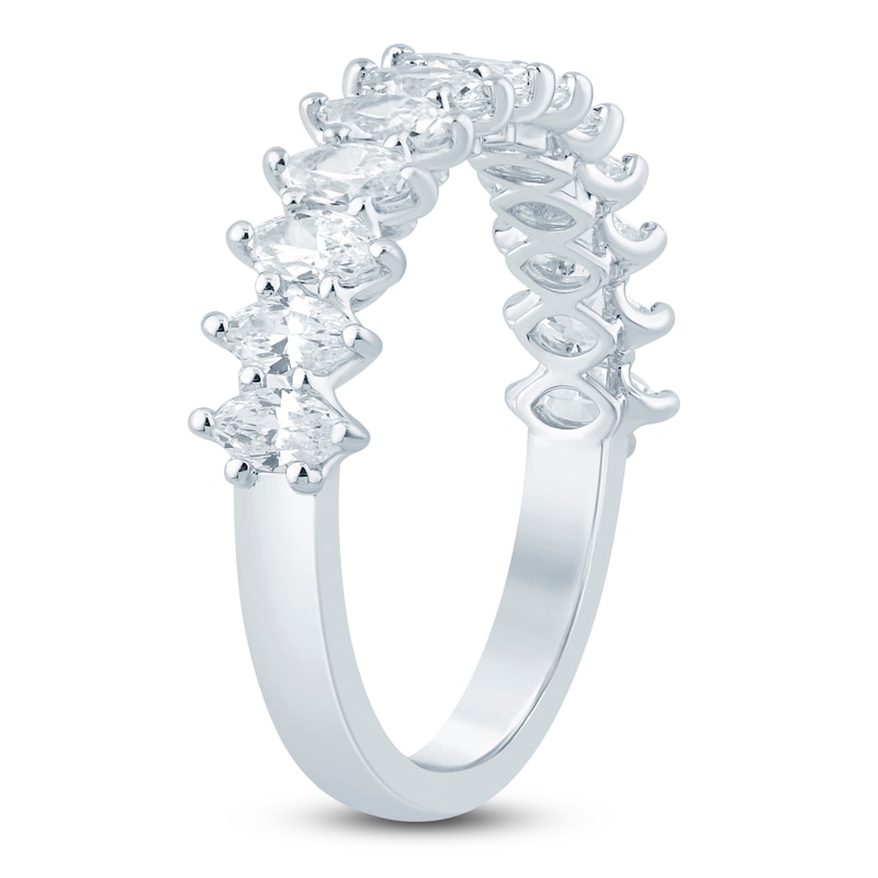 Main Image 2 of Marquise-Cut Lab-Grown Diamond Anniversary Ring 1 ct tw 14K White Gold