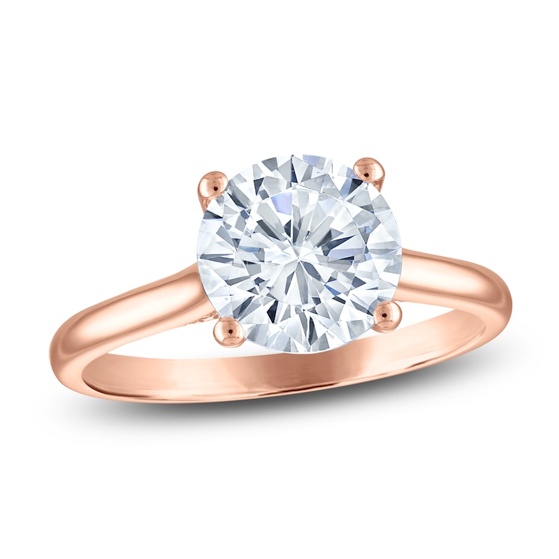 Main Image 1 of Round-Cut Lab-Grown Diamond Solitaire Plus Engagement Ring 1-5/8 ct tw 18K Rose Gold (VS2/F)