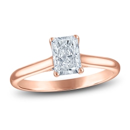 Radiant-Cut Lab-Grown Diamond Solitaire Plus Engagement Ring 1 ct tw 18K Rose Gold (VS2/F)