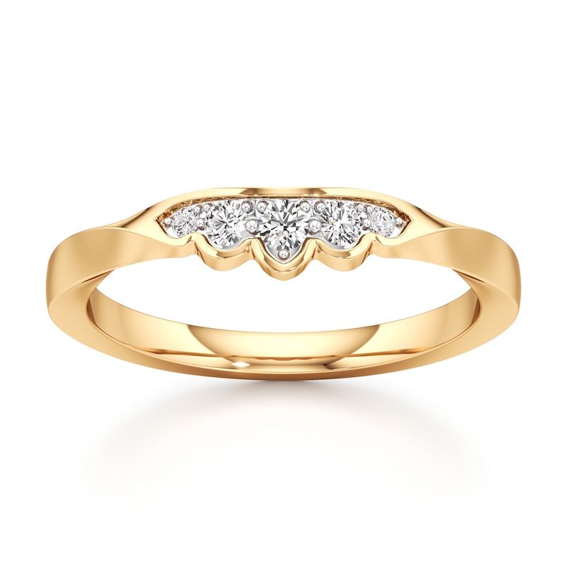 Main Image 1 of J'Lure Lab-Grown Diamond Scalloped Wedding Band 1/8 ct tw 18K Yellow Gold
