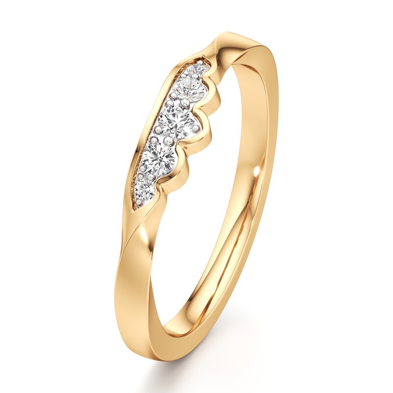 Main Image 4 of J'Lure Lab-Grown Diamond Scalloped Wedding Band 1/8 ct tw 18K Yellow Gold