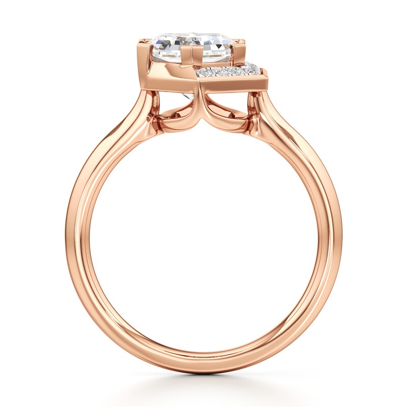 Main Image 2 of J'Lure Hexagon Brilliant-Cut Lab-Grown Diamond Half-Halo Engagement Ring 2 ct tw 18K Rose Gold