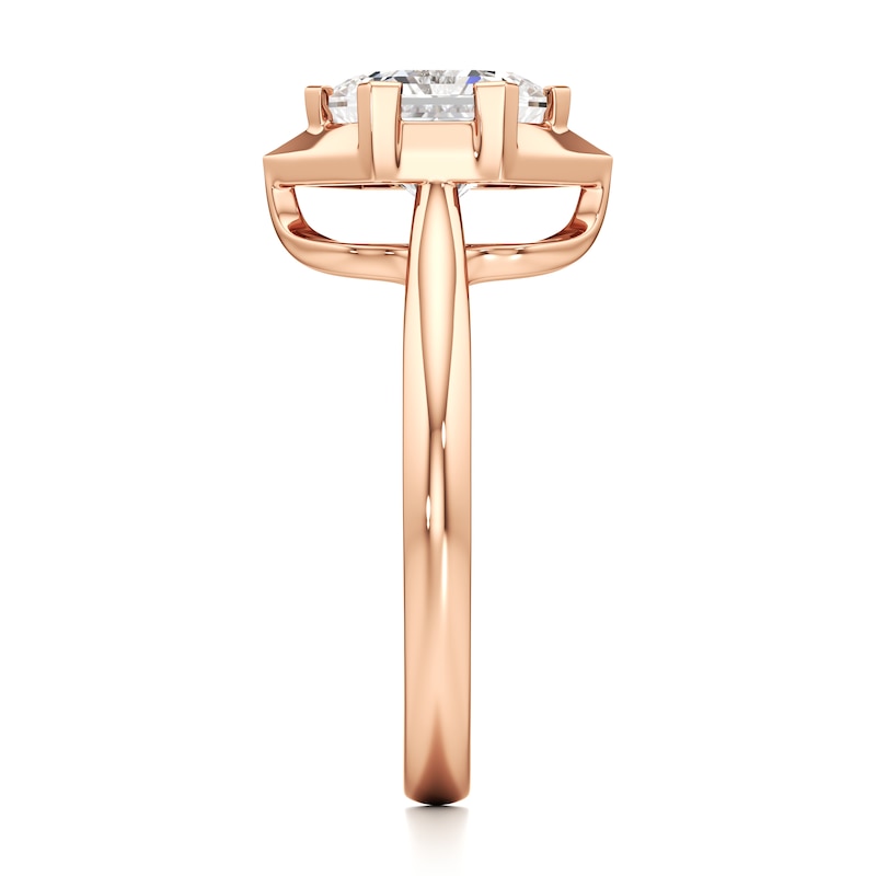 Main Image 3 of J'Lure Hexagon Brilliant-Cut Lab-Grown Diamond Half-Halo Engagement Ring 2 ct tw 18K Rose Gold