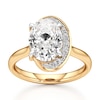 Thumbnail Image 1 of J'Lure Oval Step-Cut Lab-Grown Diamond Half-Halo Engagement Ring 3 ct tw 18K Yellow Gold